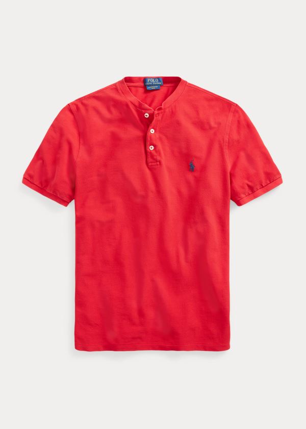 Henley Polo Ralph Lauren Hombre Rojos - Featherweight Mesh - BVYDW2184